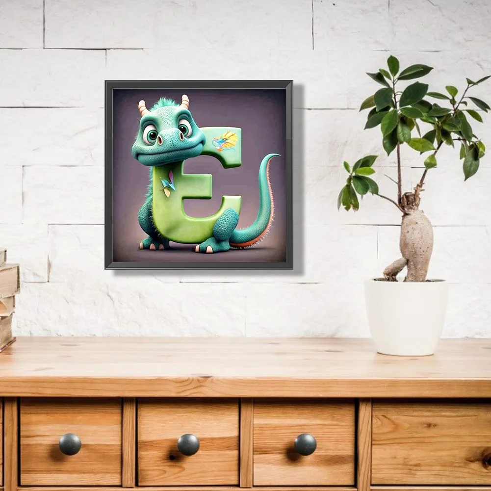 Diamond Painting - Full Round Drill - Dinosaur Letter E(30*30cm)
