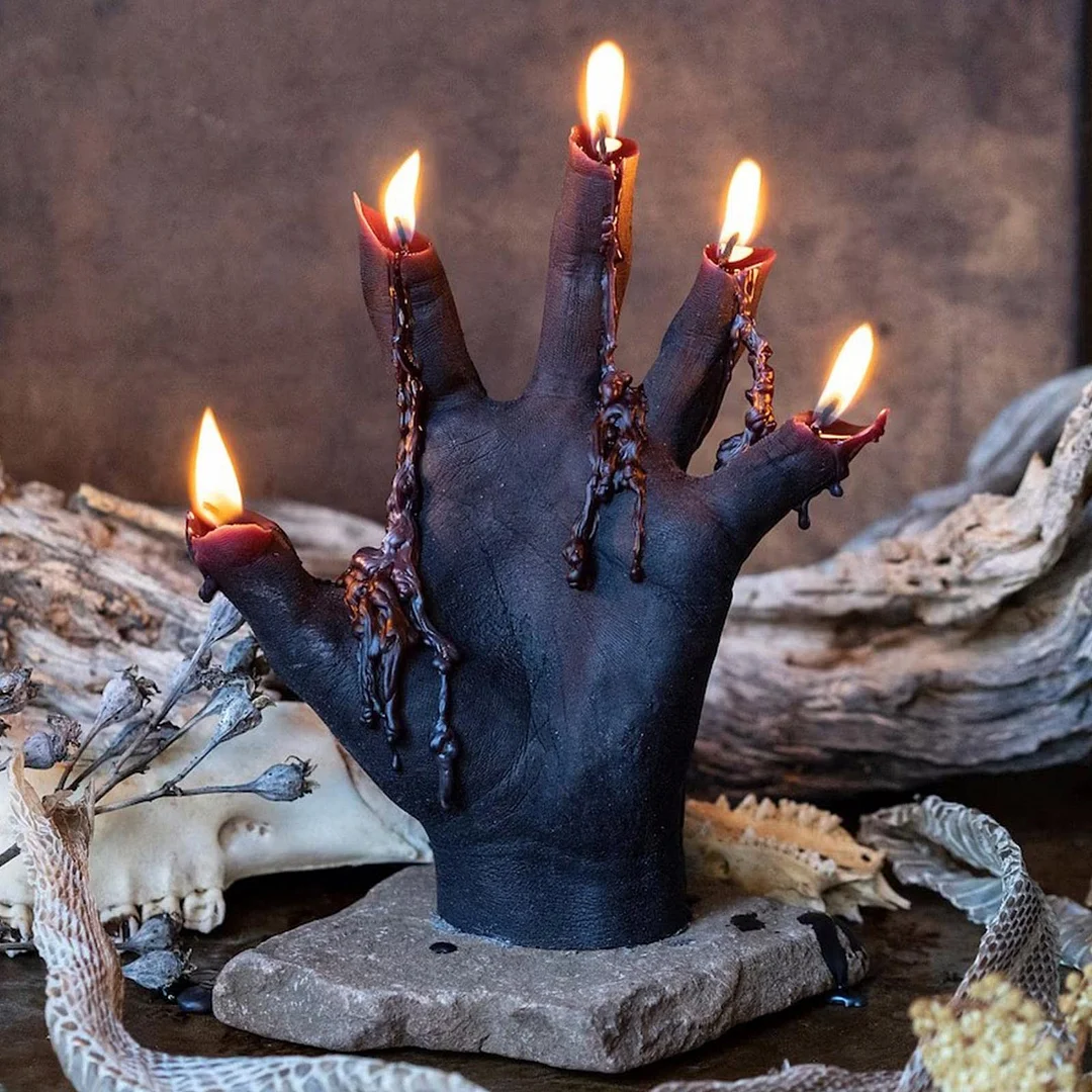 Horror Candle Decor, Creative Bleeding Hand Candle for Halloween Decor - vzzhome