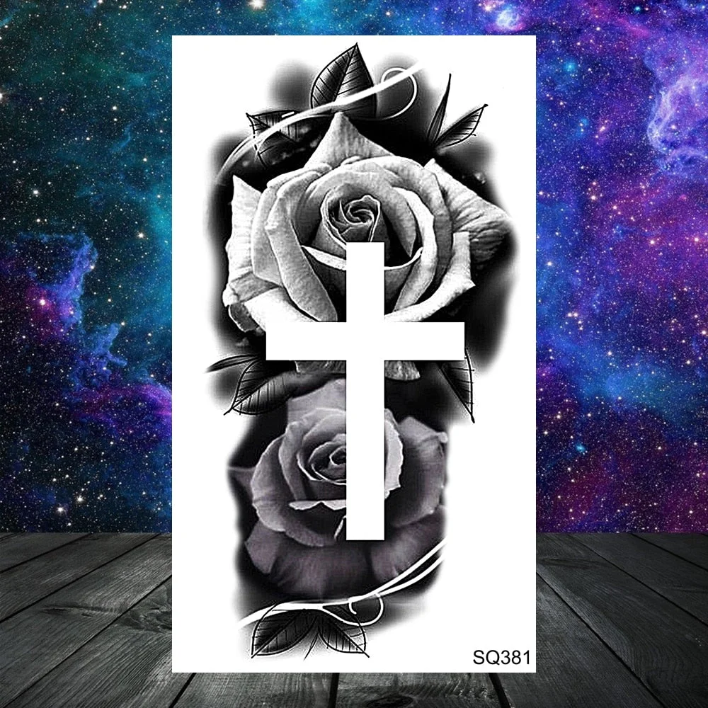 Small Skull Henna Feather Arrow Temporary Tattoos For Women Adult Kids Cross Scorpion Anchor Fake Tattoo Neck Arm Finger Tatoos