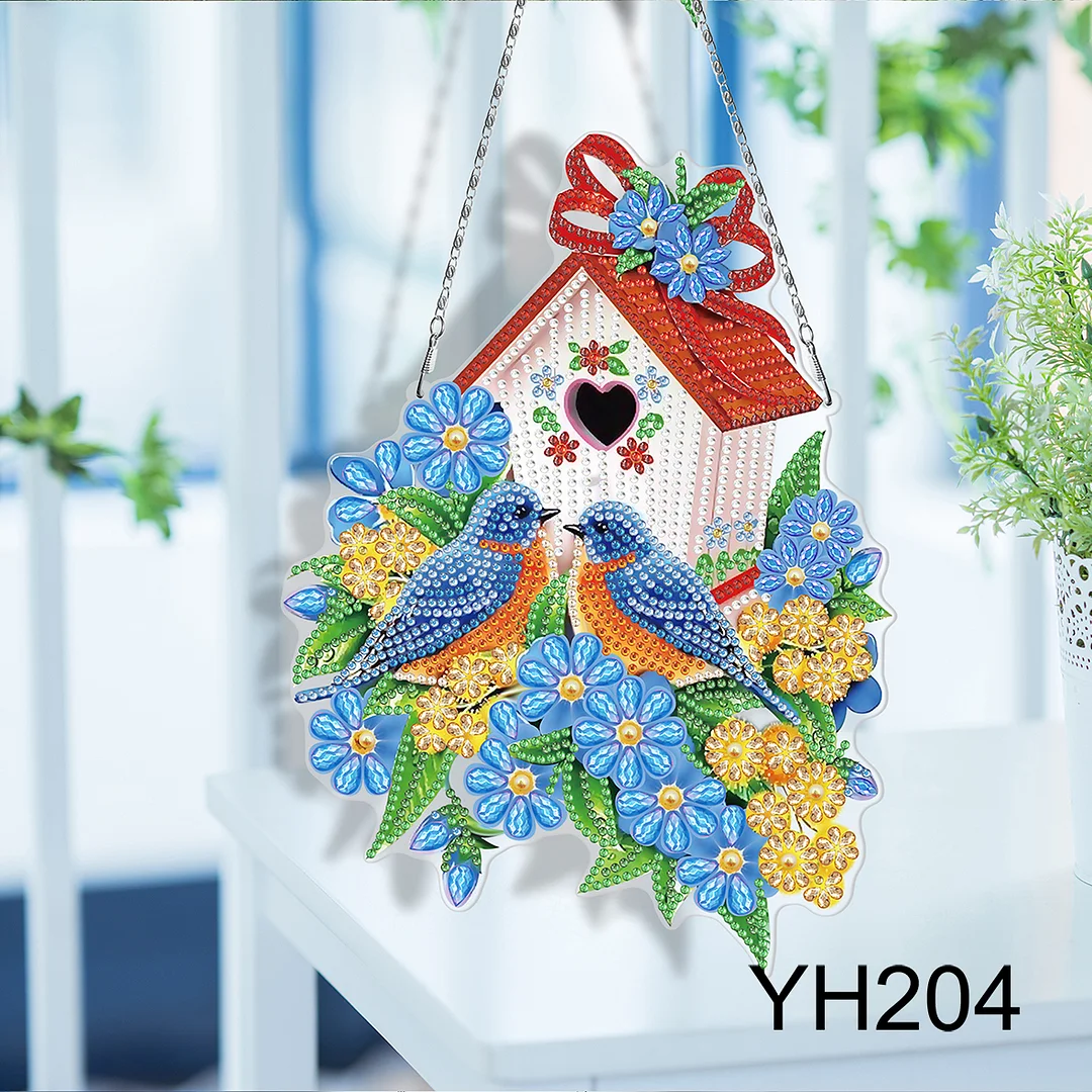 DIY Diamond Painting Hanging Wreath - Bird(Double Sided)
