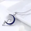 925 Sterling Silver Lucky Fairy on Moon Pendant Necklaces  