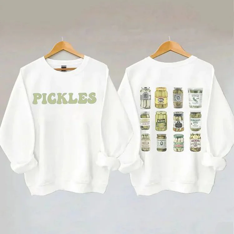 Comstylish Vintage Canned Pickles Printed Sweatshirt