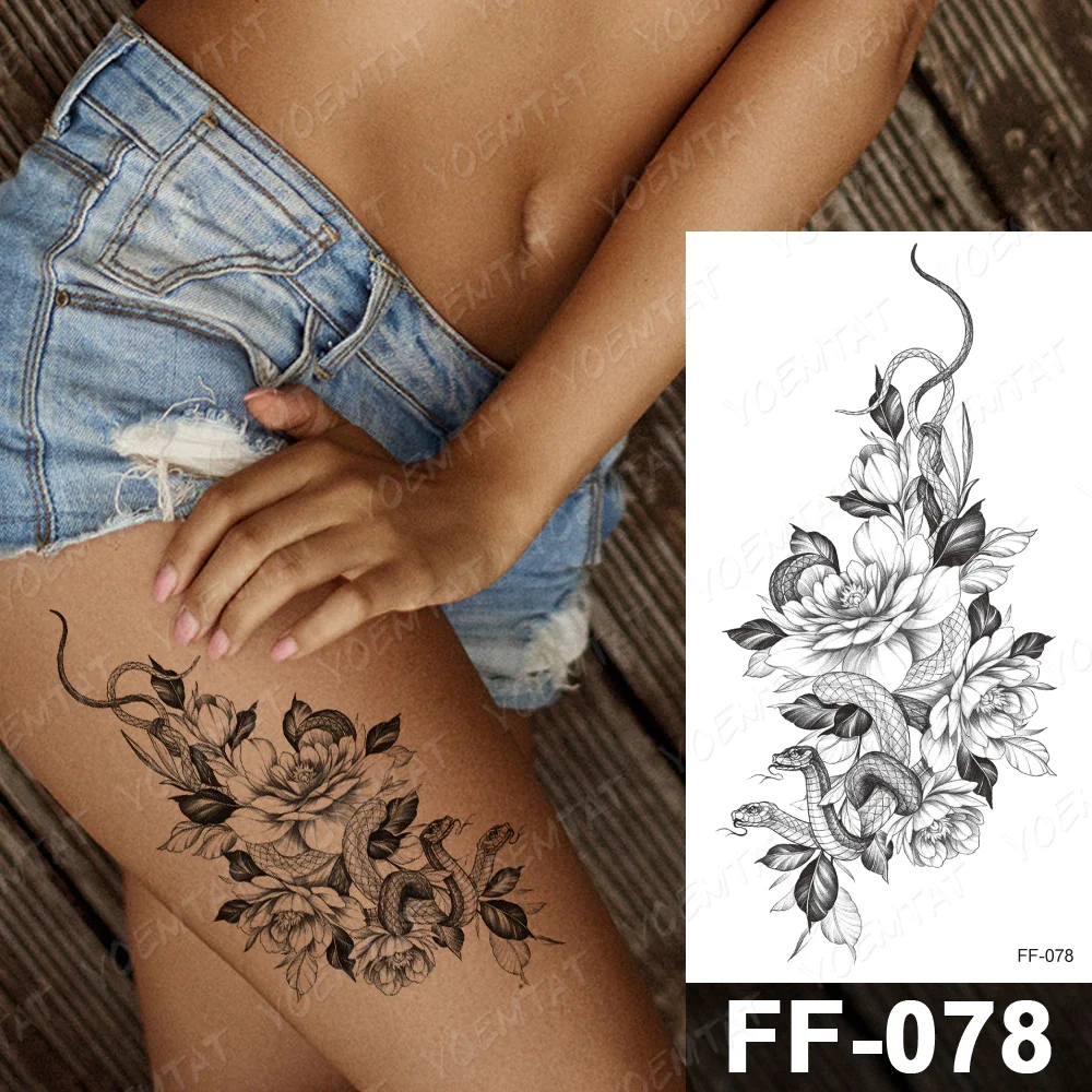 Sdrawing Temporary Tattoo Sticker Henna Mehndi Totem Flash Tatto Lotus Flower Hand Fingers Body Art Arm Fake Tatoo Men Women