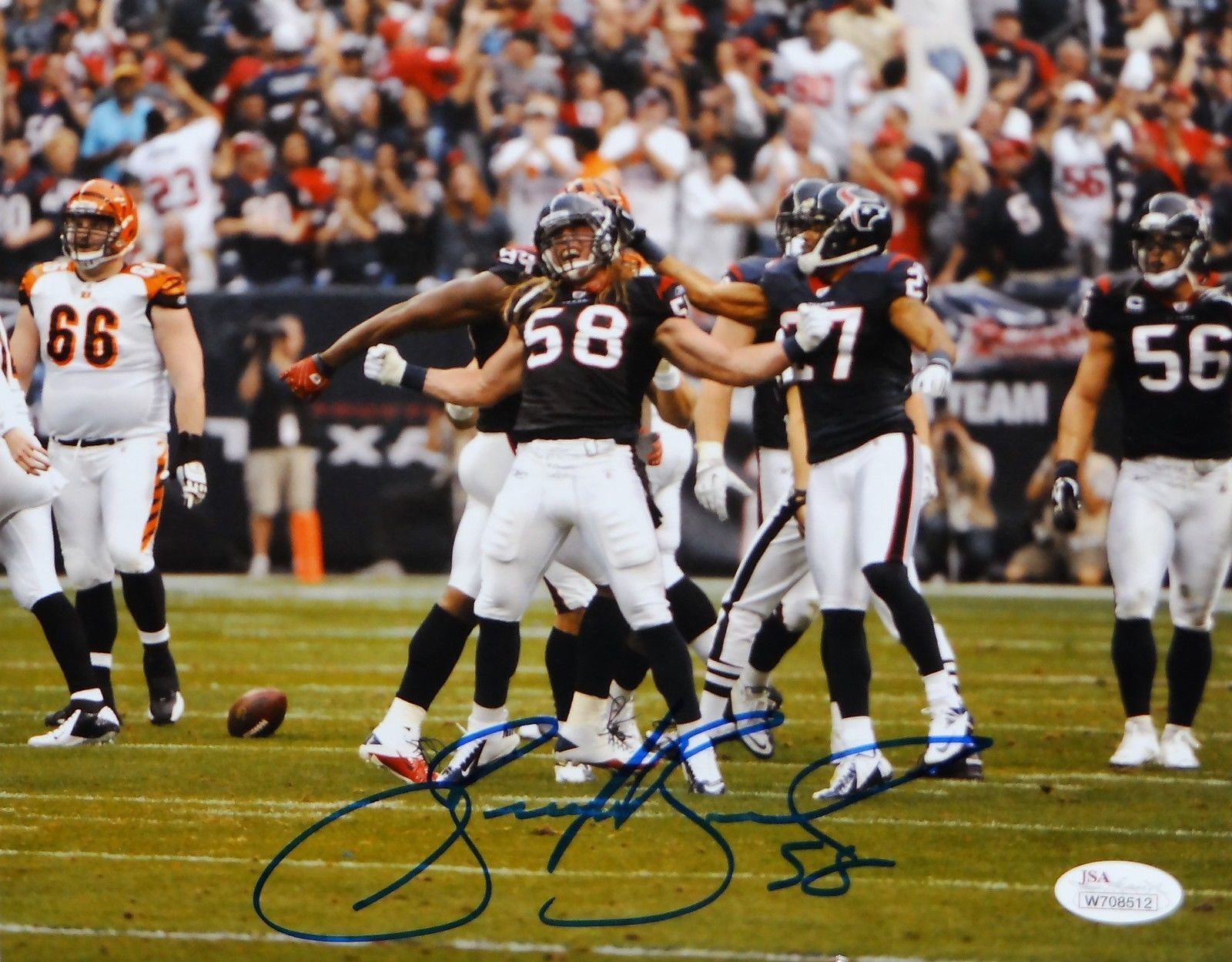 Brooks Reed Autographed Houston Texans 8x10 Celebrating Photo Poster painting- JSA W Auth