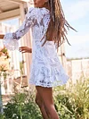 Backless Crochet Long Sleeves Mini Dress