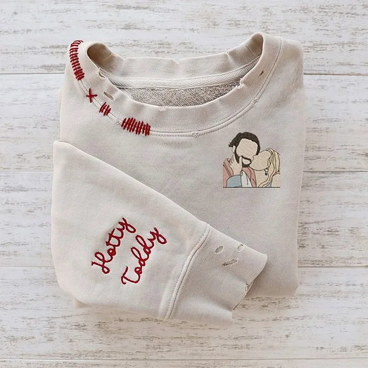VINTAGE CUSTOM CREW-Custom Embroidered Hand Distressed Photo Sweatshirt