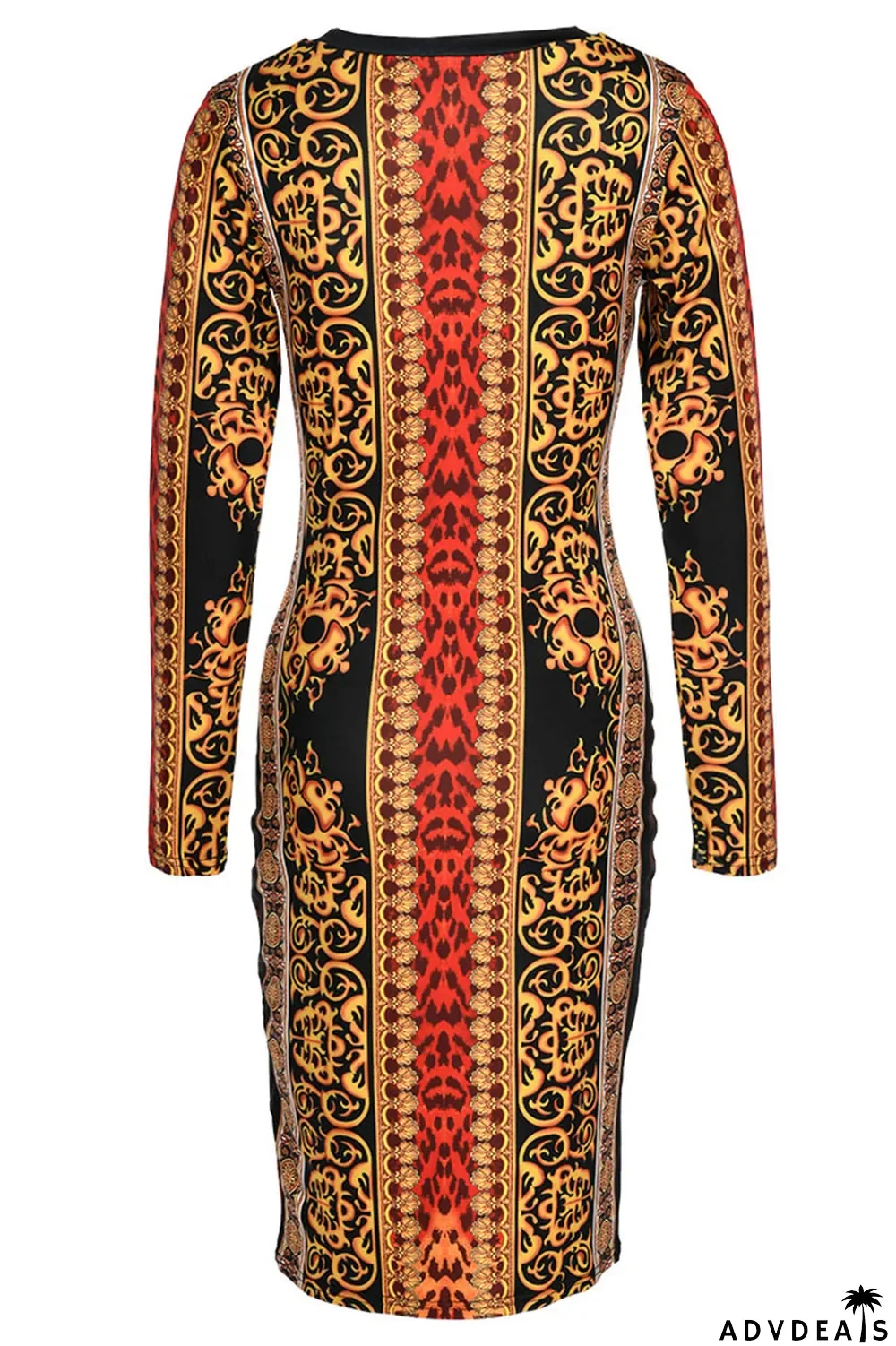 White Casual Printed Knitting Mid Calf Dress