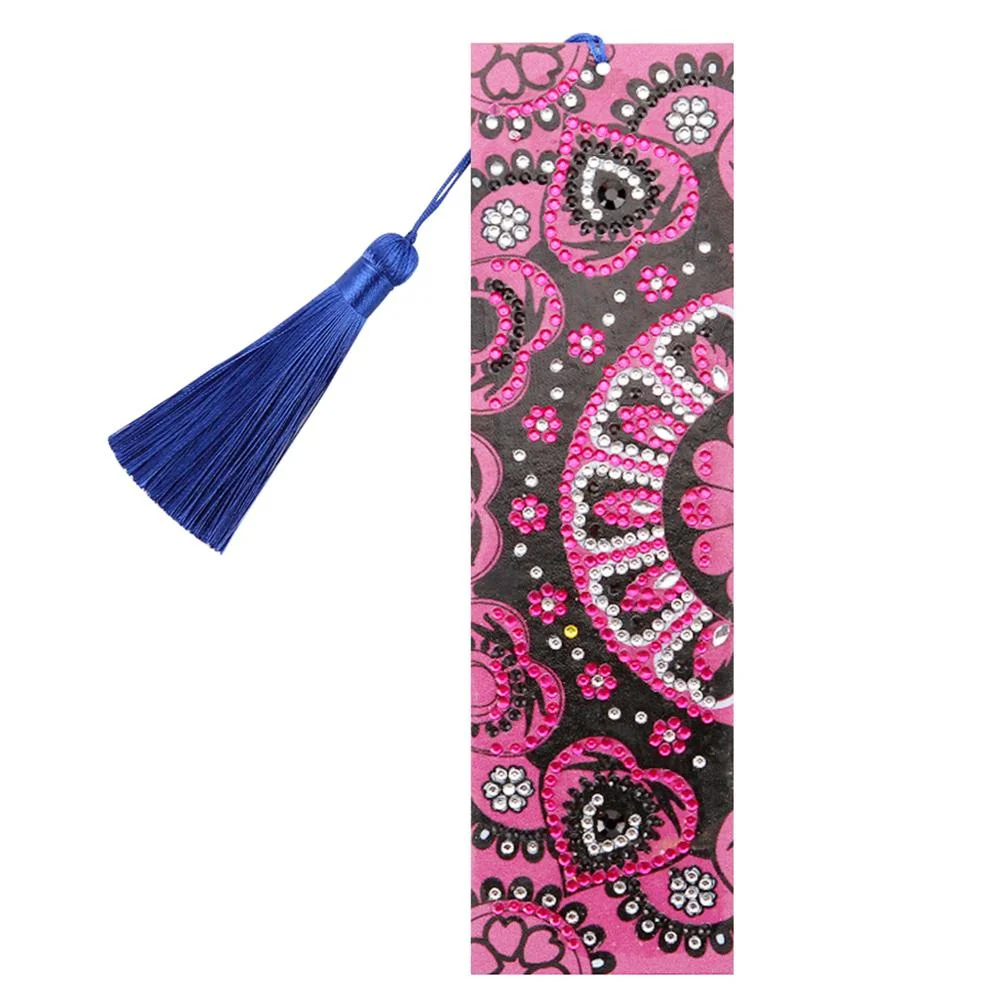 5D DIY Special Shaped Diamond Painting Leather Peacock Tassel Art Bookmarks