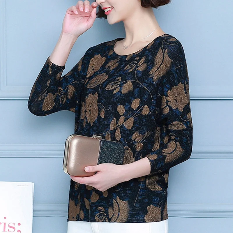 Womens tops and blouses 2021 spring Lace Floral O-Neck women long sleeve shirts ladies tops plus size women 4XL vintage 8325 50