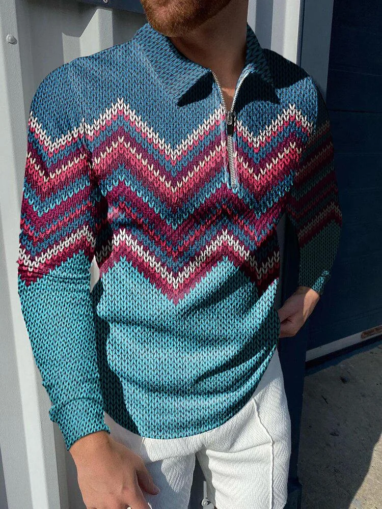 men's casual polo long sleeve