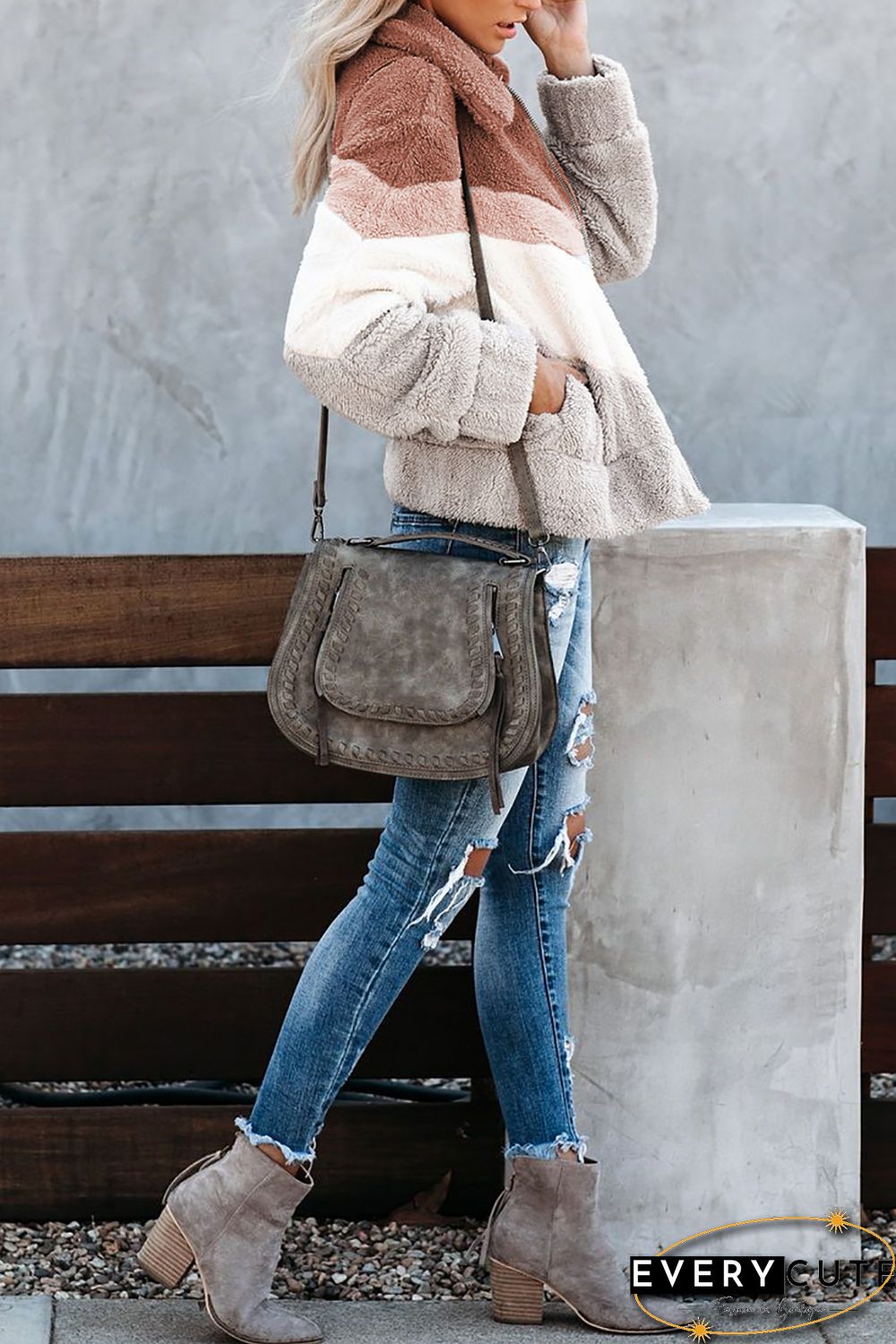 Khaki Movie Marathon Pocketed Chevron Jacket