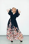 Floral Wrap-over Dress FLORENCE - Long Wedding Guest Dress - Blue Dress For Womne - Chiffon Bridesmaid Dress
