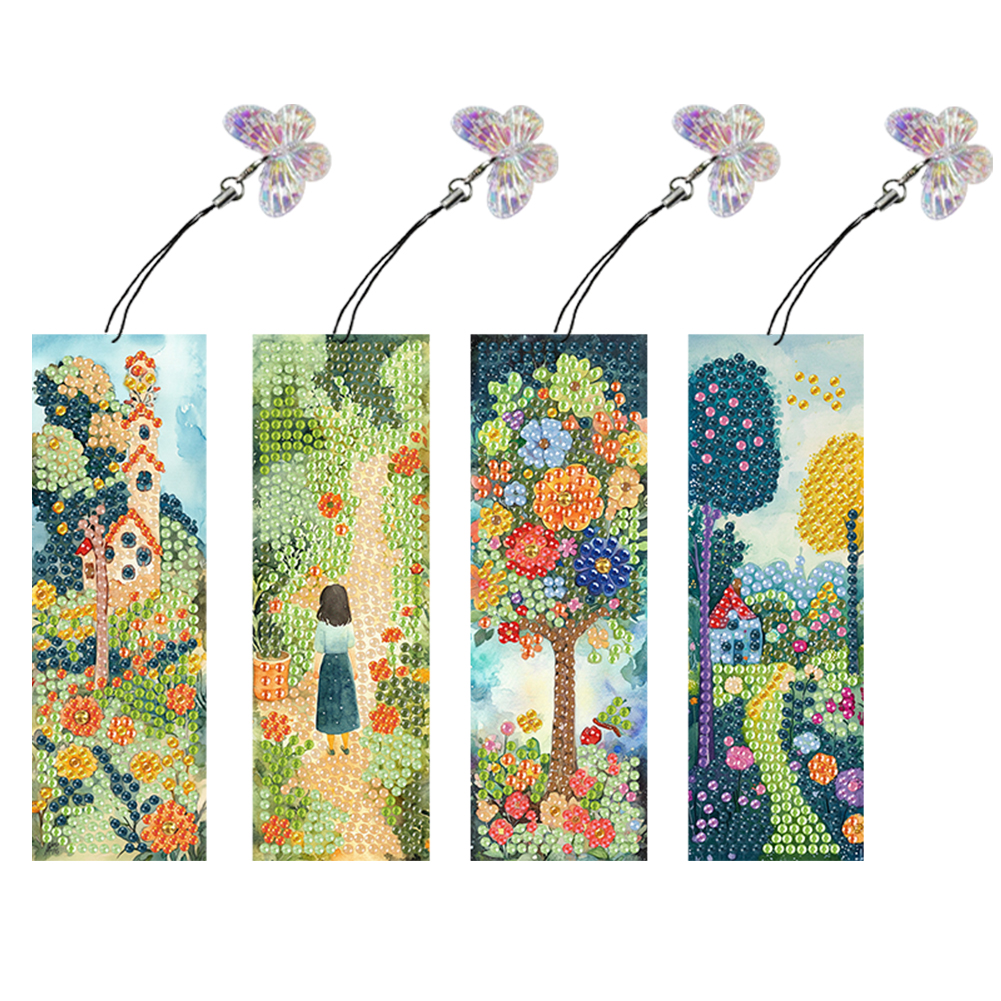 4Pcs The Wizard of Oz Special Shape Diamond Painting Bookmark with Pendant