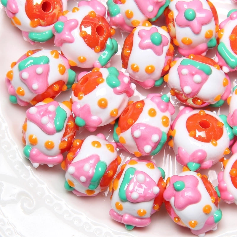 5 Pieces Summer New Heavy Oil Hand-Painted Beads Diy Beaded Diy Mobile Phone Chain Car Hanging Bag Hanging Chain Head Rope Beads