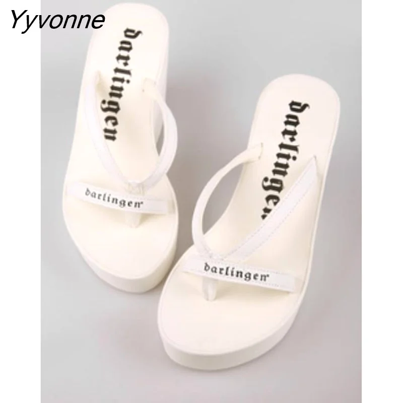 Yyvonne Shoes Summer Clogs Woman Low Rubber Flip Flops Ladies' Slippers Platform 2023 Beach Hawaiian Rome Fabric PU Basic Hoof