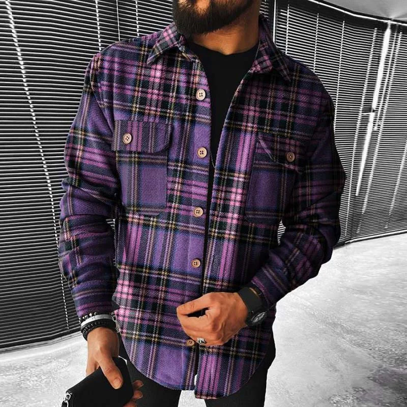 Livereid Men's Casual Lapel Check Comfort Pocket Jacket - Livereid