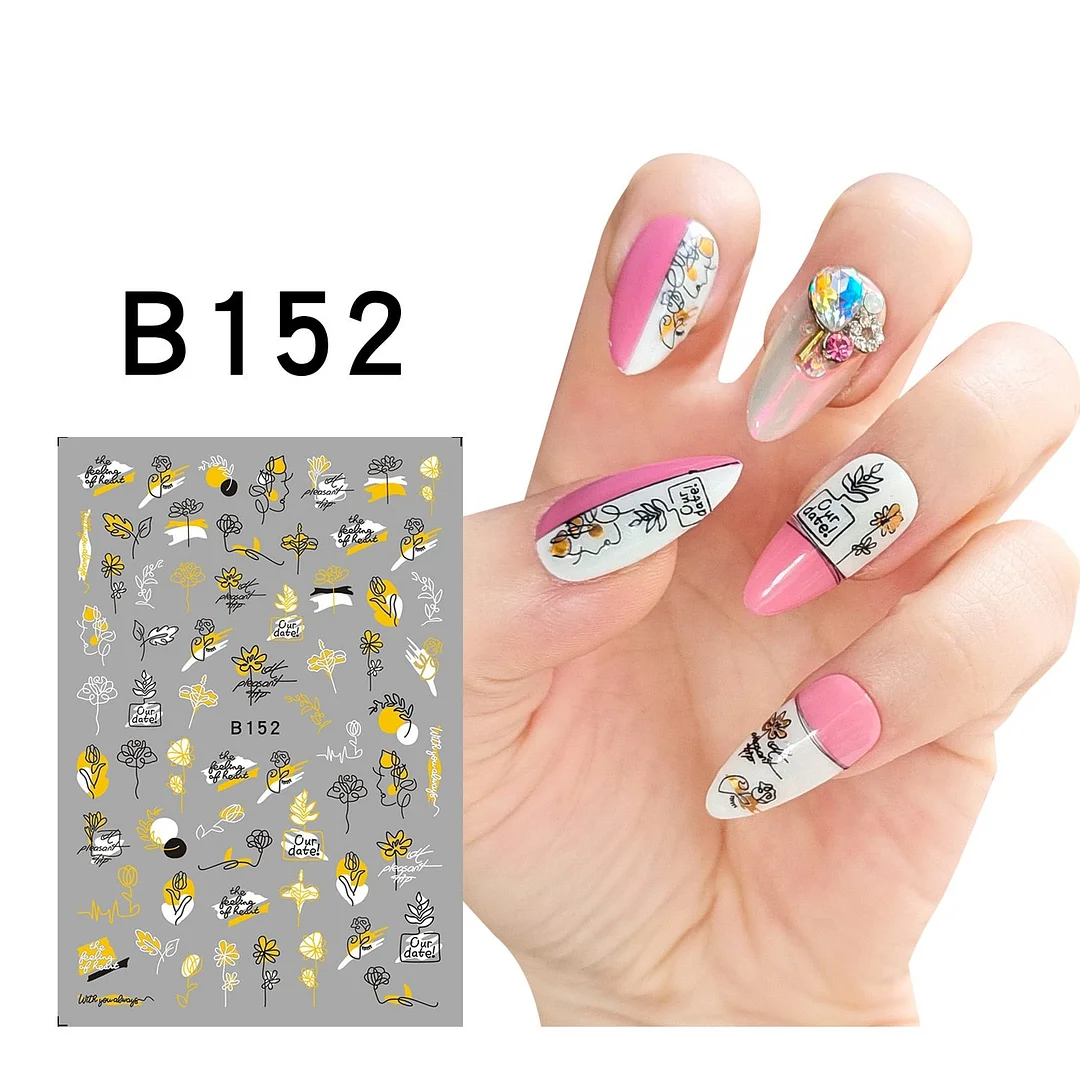 1Pcs Iridescent Silver Laser Snowflakes 3D Nail Stickers Leaves Flowers Summer Self Adhesive Transfer Sliders For Manicures Tips-Nail Inspo