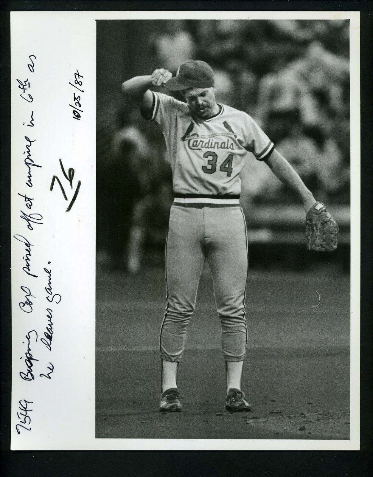 Danny Cox 1987 World Series Game 7 Press Photo Poster painting St. Louis Cardinals