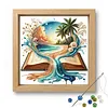 Landscape Glass Bead Partial 11CT DIY Stamped Cross Stitch Kits for Beginners Adults Home Decor Cross Stitch Art and Crafts Kits 14.04x14.04in tapestrymarket