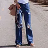 Women's High Waist Casual Ripped Long Jeans