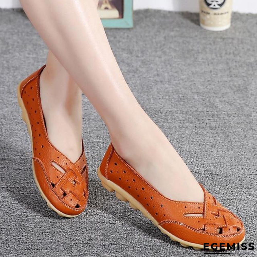 Comfort Genuine Leather Flat Shoes Woman Loafers Ballet Shoes | EGEMISS
