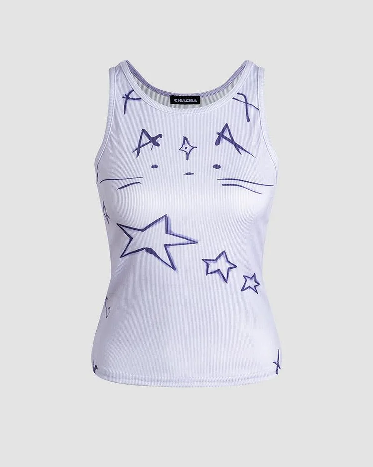 Starry Powered Distressed Tank Top