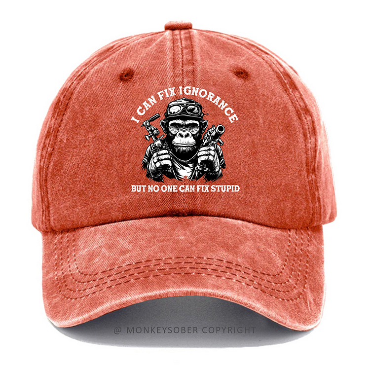 I Can Fix Ignorance But No One Can Fix Stupid Washed Baseball Caps