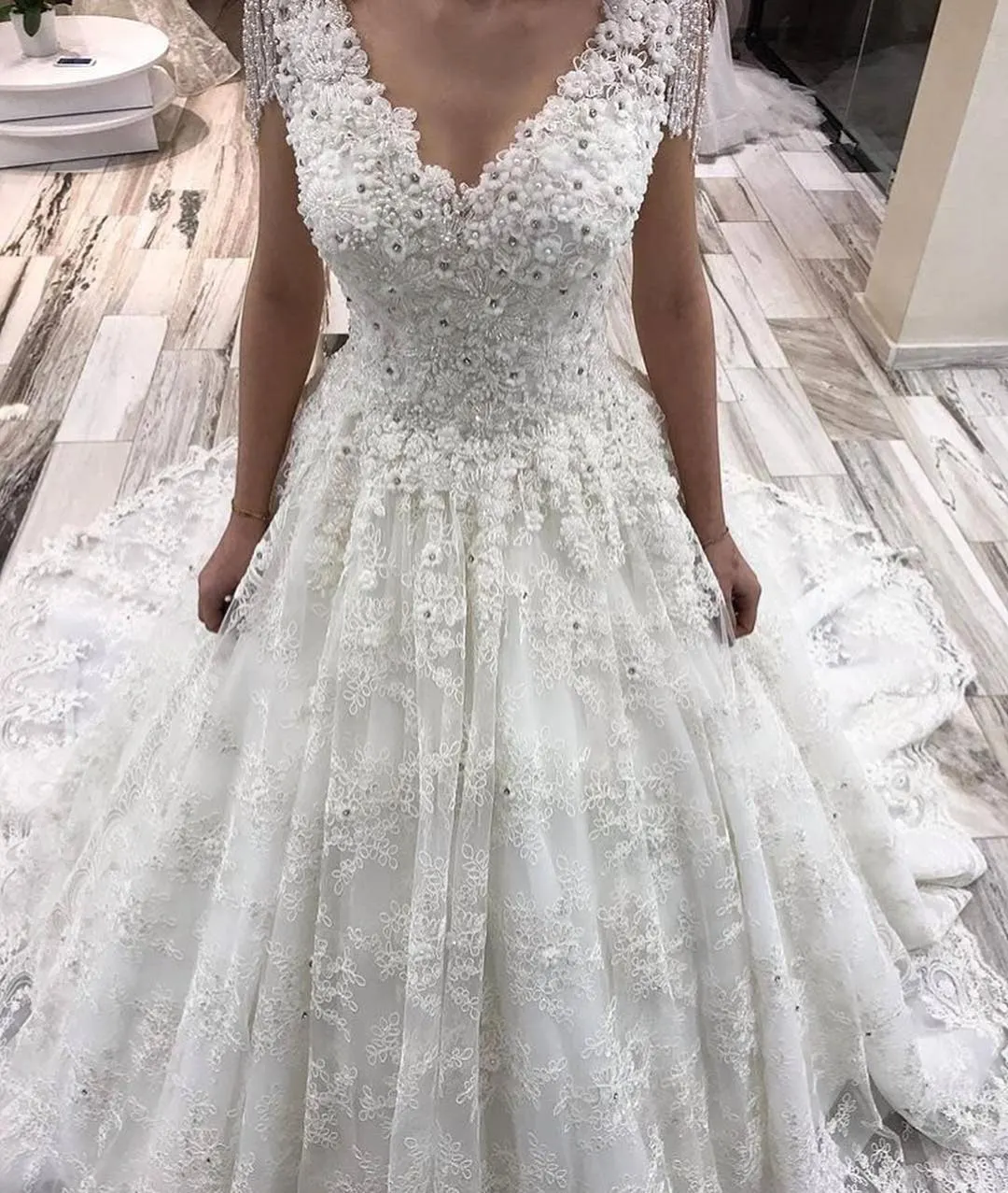 Christa - Deep-V A-Line Wedding Gown