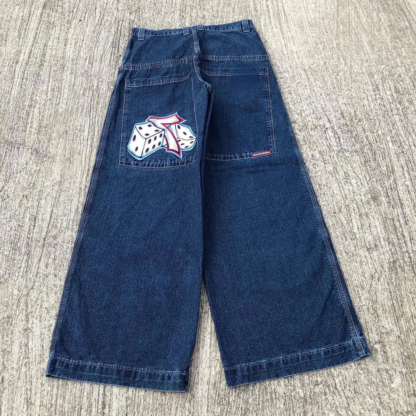 Resellerhostar fall casual outfits women 2025 Hip Hop Y2k Big Pocket Blue Retro Loose Jeans JNCO Jeans Men's Harajuku Kangaroo Pattern Gothic High Waisted Casual Wide Pants