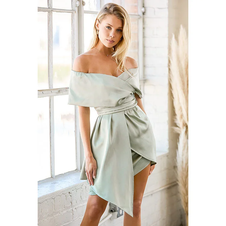Solid Color Fashion Sexy Irregular Party Mini Dress