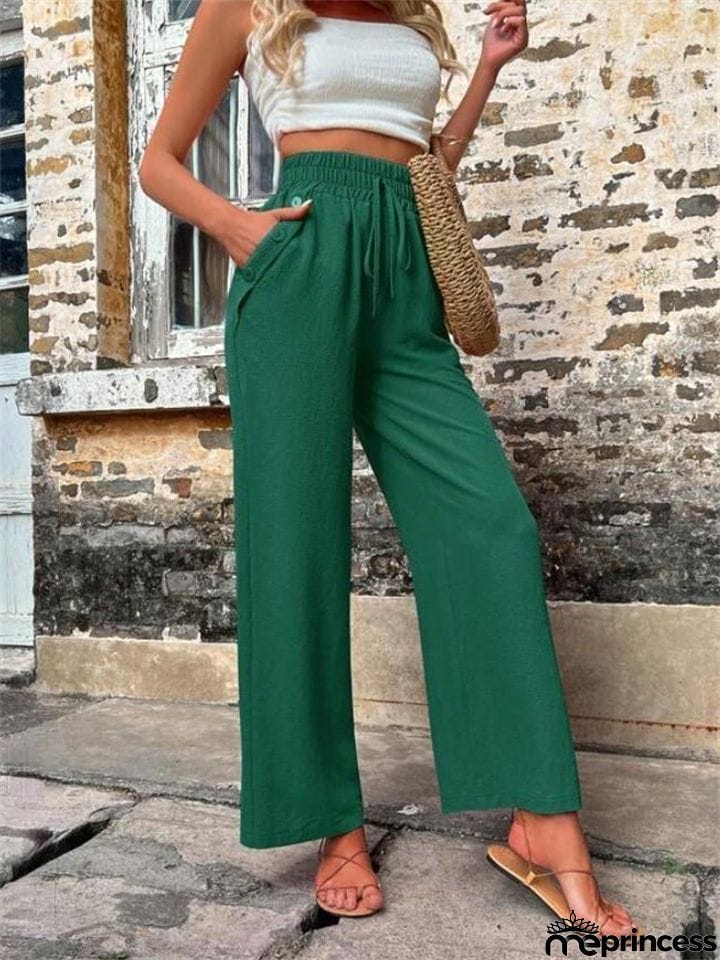 Ladies Stylish New High-rise Solid Casual Pants