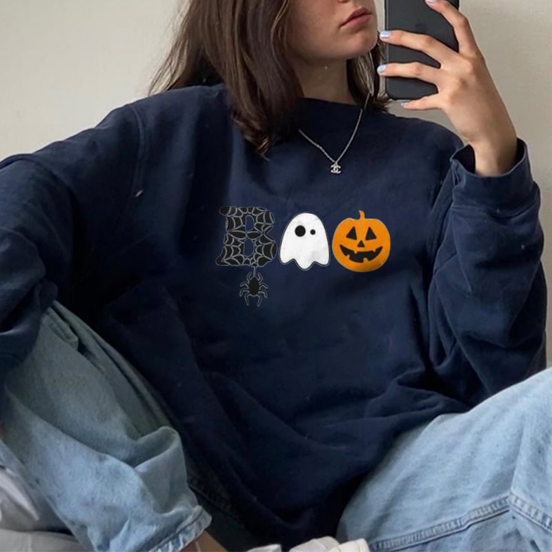   Alphabet ghost pumpkin print sweatshirt - Neojana