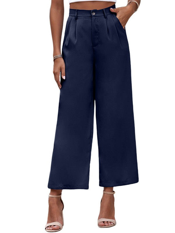 Chic High Waist Wide Leg Trousers In Various Colors - Comfortable, Slim Fit Pants For Women