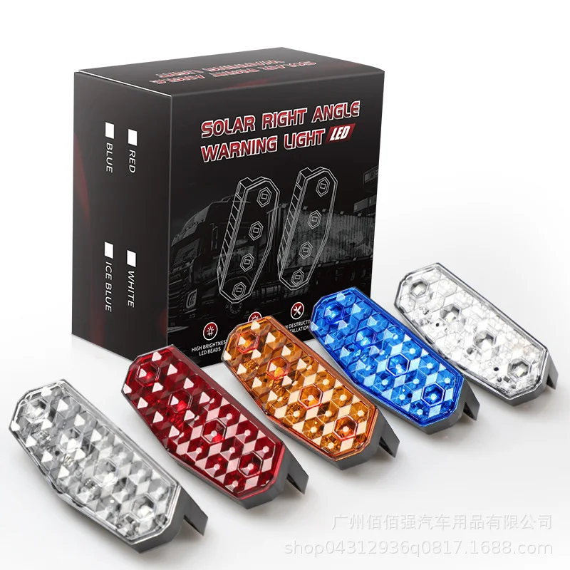 Cross-Border New Car Truck Truck Solar Right-Angle Warning Light Vibrating Flashing High-Bright Led Light Safety Light