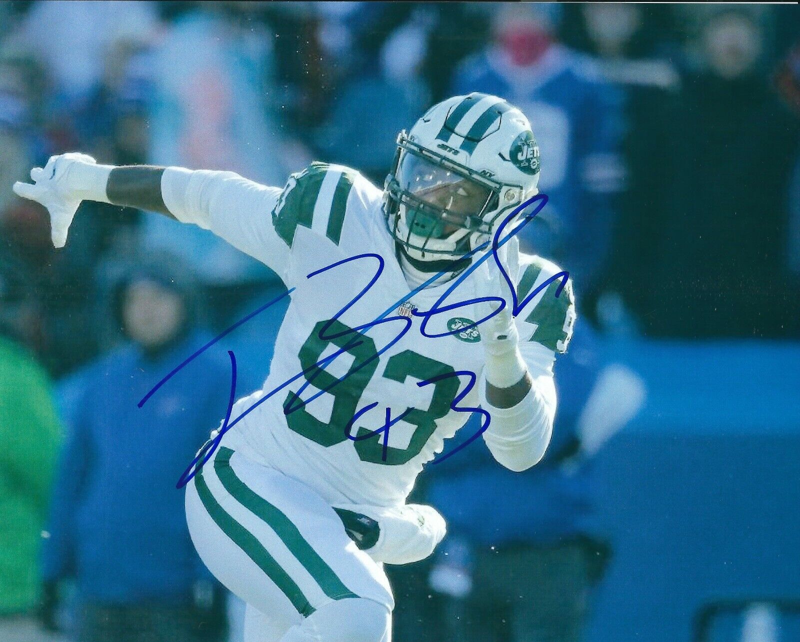 Autographed TARELL BASHAM New York Jets 8X10 Photo Poster painting - COA