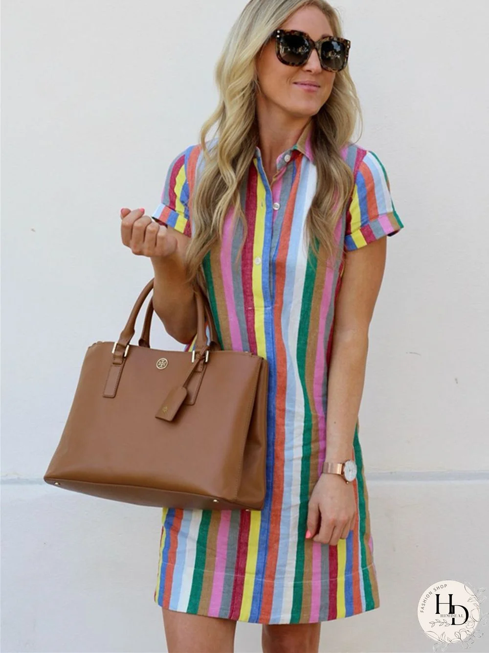 New Hot-selling Striped Lapel Dress