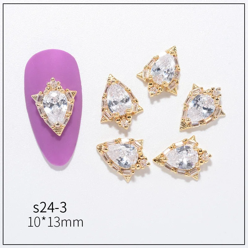 Nail Decoration Embellished Pendant Flash Drilling Chain Designs 5 Pcs/Set Metal With Zircon Rhinestones For Beauty Salons-Nail Inspo