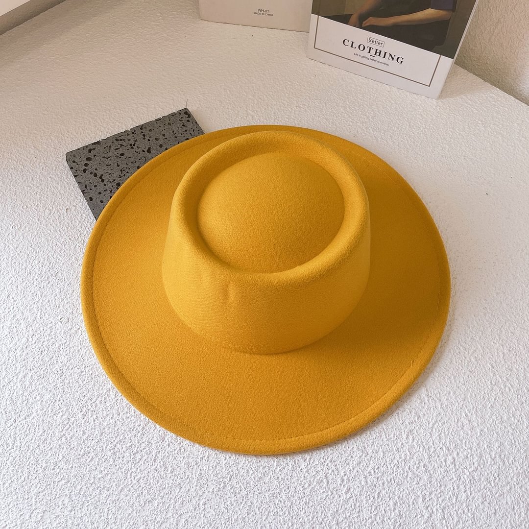 Porkpie Flat Top Hat - Yellow