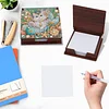 Wooden DIY White Cat Diamond Painting Kit Note Box with 160 Papers for Office