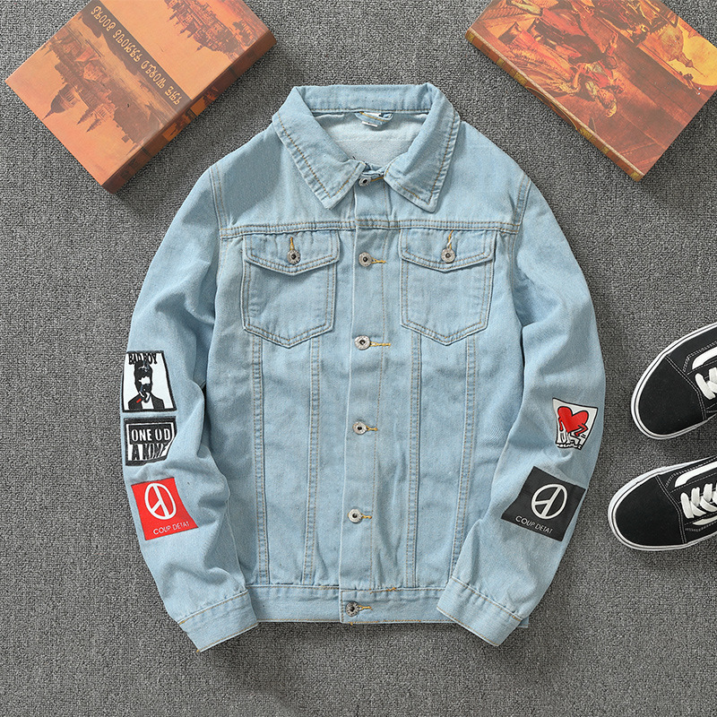 Men's Loose Casual Printed Denim Jacket