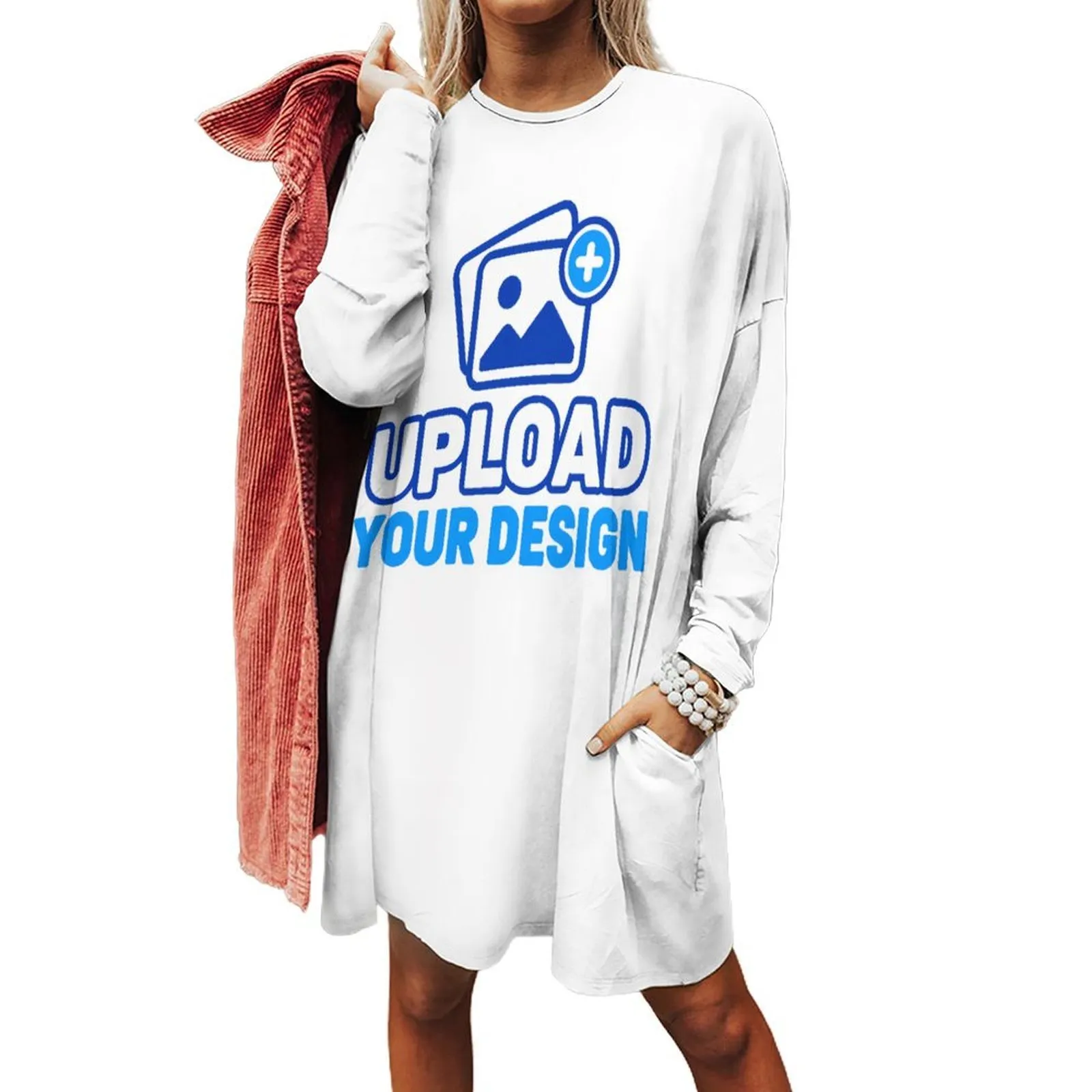 Crew-Neck Large-Pocket Sweatshirt &ndash; personalized print product image 9