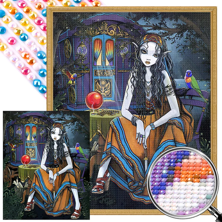 Partial AB Drill - Full Round Diamond Painting - Wizard Girl 40*50CM