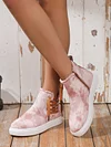 Casual Lace-up Decor Fringe High Top Canvas Shoes with Side Zip
