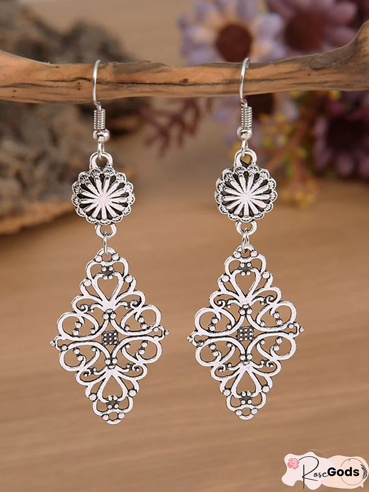 Casual Vintage Ethnic Pattern Hollow Earrings