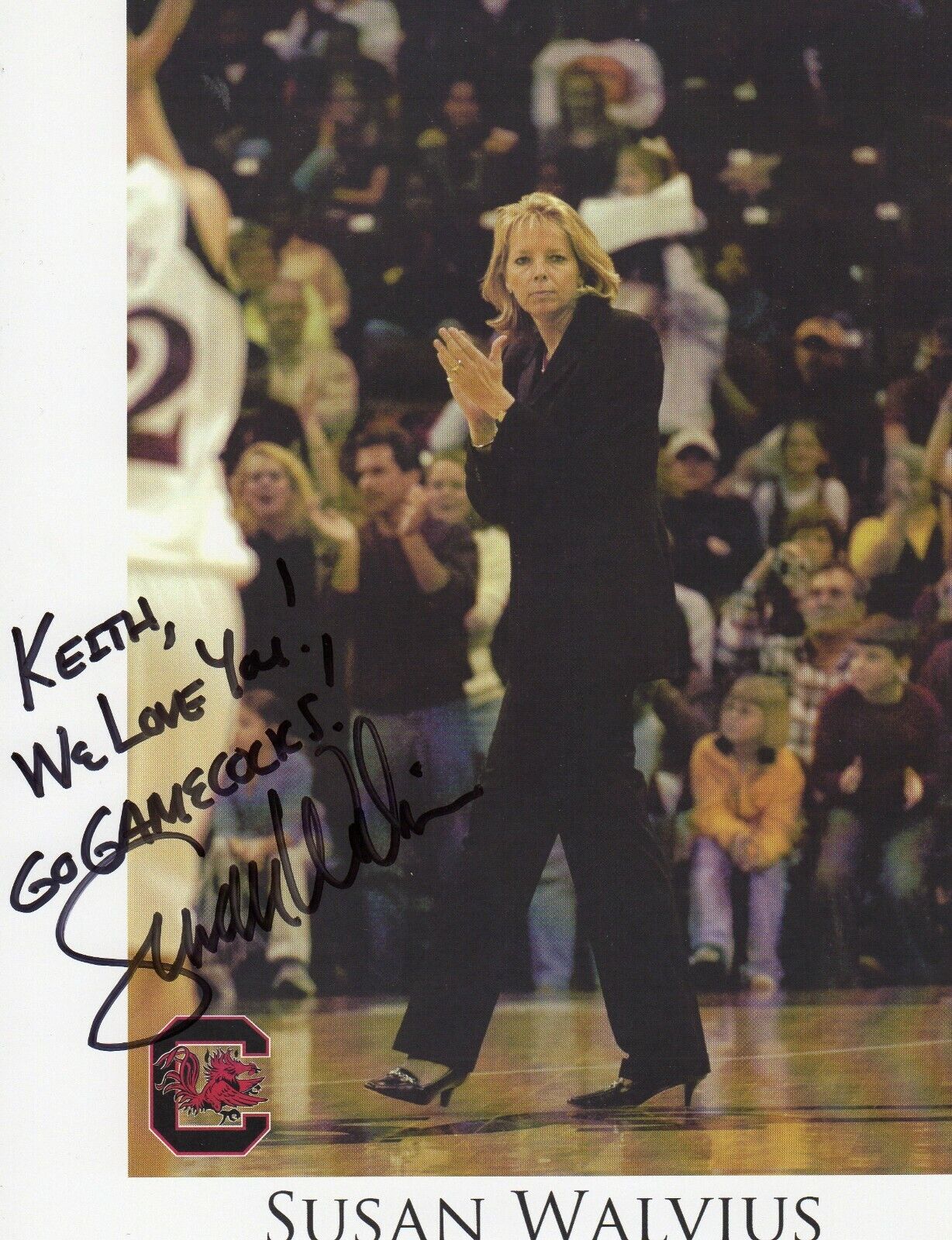 SUSAN WALVIUS AUTOGRAPH, BASKETBALL, UNIVERSITY SOUTH CAROLINA