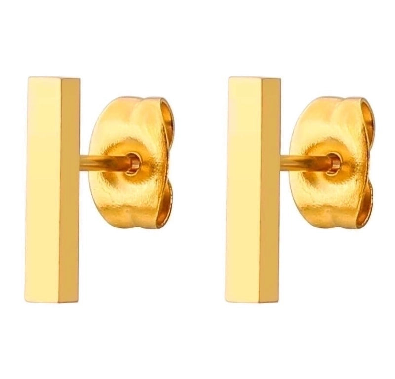 Minimalist Geometric 304 Stainless Steel No Inlaid 18K Gold Plated Ear Studs