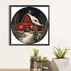 Scène de neige de Noël maison rouge-rond drill diamond painting-30*30cm