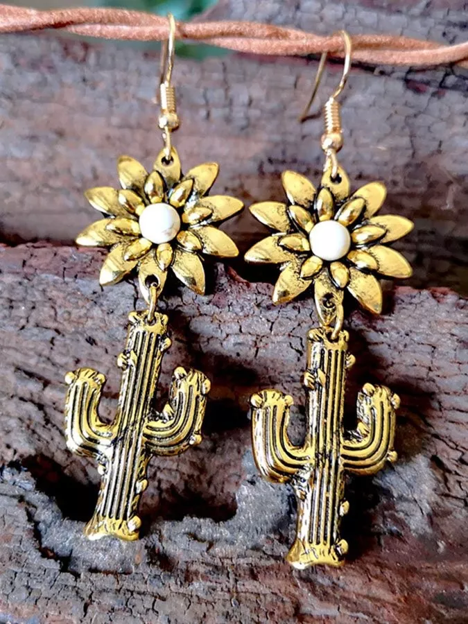 Floral Cactus Earrings