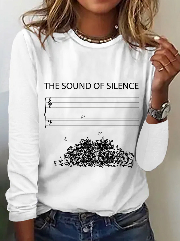 The Sound Of Silence Funny Sheet Music Art Long Sleeve T Shirt wearshes