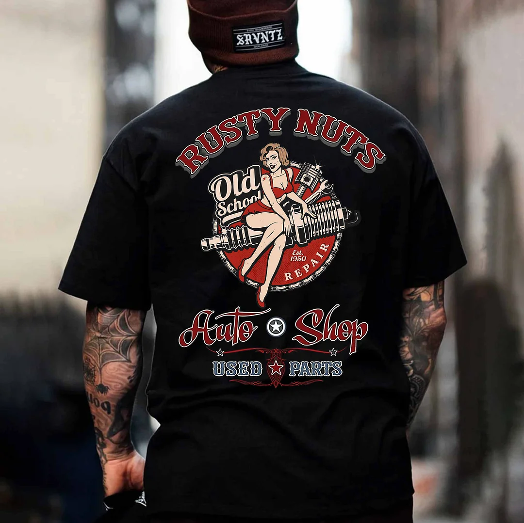 RUSTY NUTS AUTO SHOP Sexy Lady Print Men's T-shirt